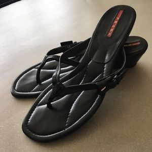 Prada Black Thong Wedge Size 37